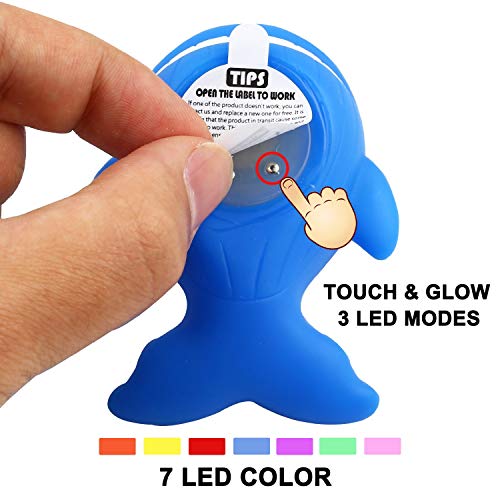 Image of Bath Toys, 8 Pcs Light Up Floating Rubber Animal Toys Set, Flashing Color Changing Light in Water, Baby Infants Kids Toddler Child Preschool Bathtub Bathroom Shower Games Swimming Pool Party