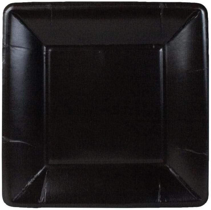 Caspari Grosgrain Square Paper Salad & Dessert Plates in Black - 16 Count