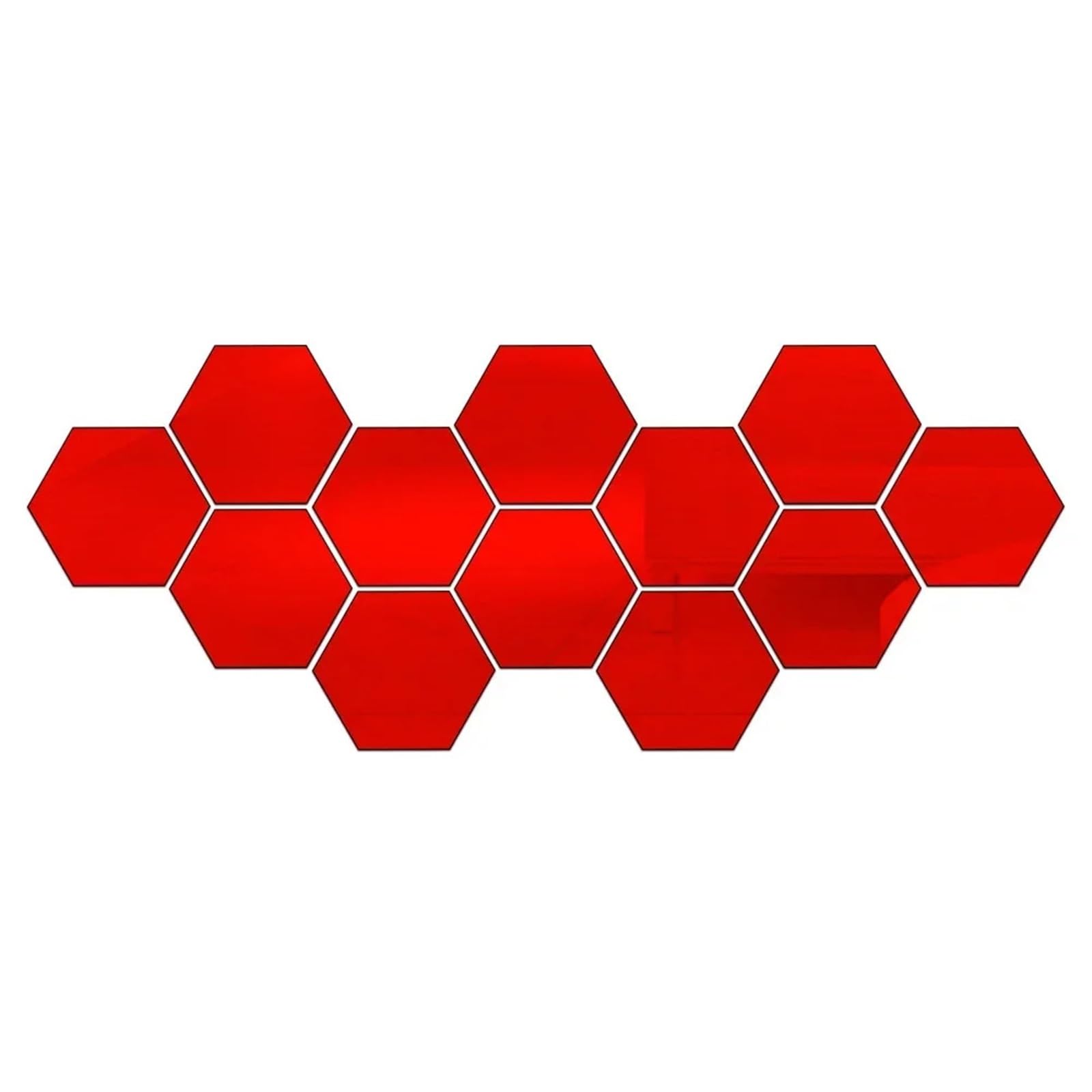 Hexagonal Mirror Wall Sticker Hexagon Acrylic 3D Mirror Wall Sticker Home Decor DIY Self-Adhesive Mirror Decal Decor Stickers Art Wall Decoration Large 6/12pc(12pcs Red,XS 46x40x23mm)