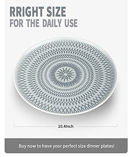Hasense Porcelain 10 Inches Dinner Plates Set Of 4, Salad Plates Ceramic Dessert Dishes For Pizza Pasta Maincourse, Microwave & Dishwasher Safe #TOP1