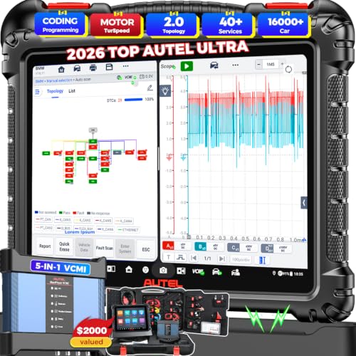Image of Autel Ultra MaxiSYS Scanner, 2026 MSUltra Top Intelligent, 5-IN-1 VCMI & Topology 2.0, J2534 Programming, ECU Coding, V2.0 Up of Ultra Lite MS919 MS909 S2, Motor TruSpeed, 40+ Reset, 3K+ Bidirectional