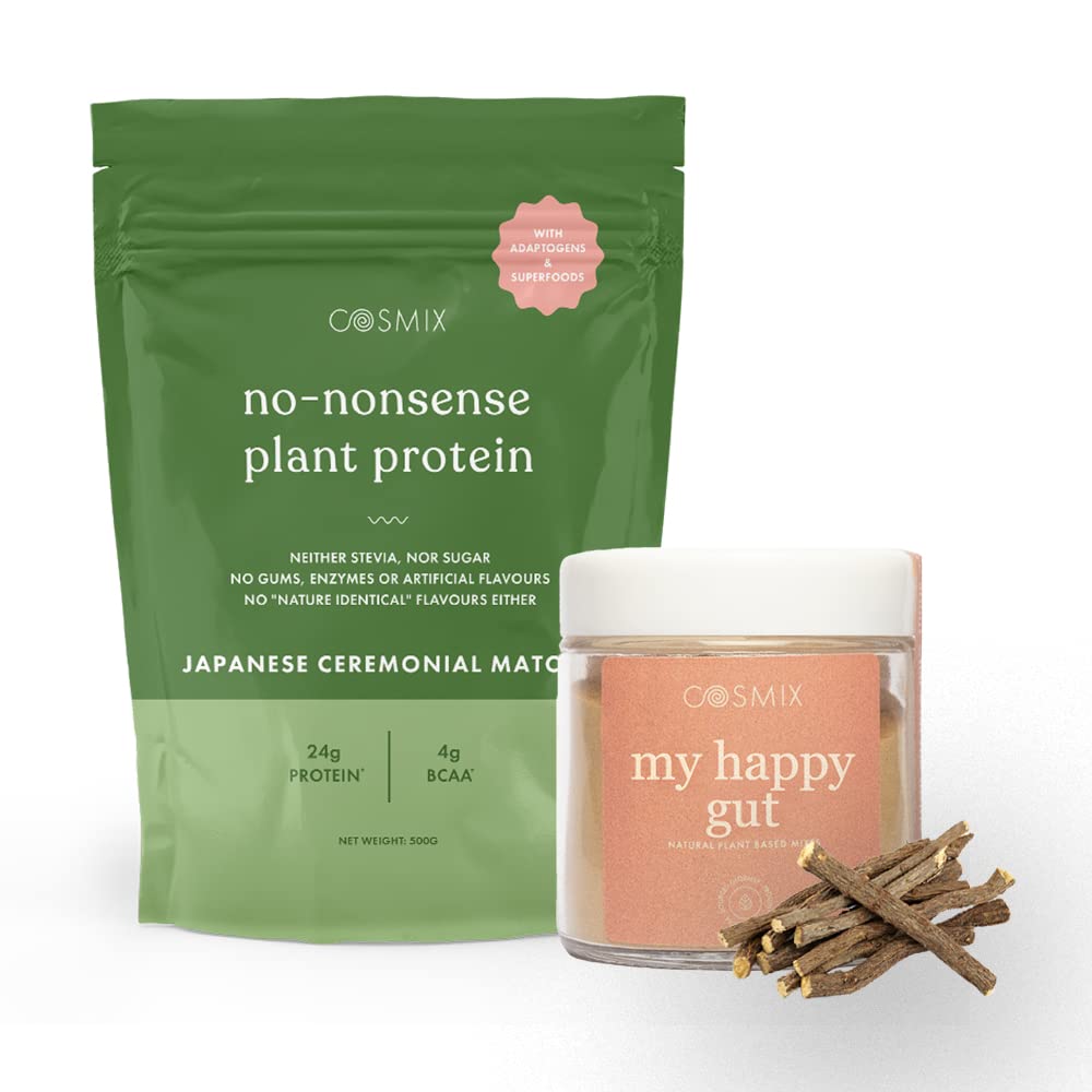 Cosmix No Nonsense Plant Protein +Happy Gut| Plant Protein- Organic Brown Rice & Pea Isolate| Happy Gut- Mulethi, Fermented Papaya, Cumin| Prebiotic & Probiotic (Japanese Ceremonial Matcha) (B0B4HPRTN2) Amazon Price History, Amazon Price Tracker