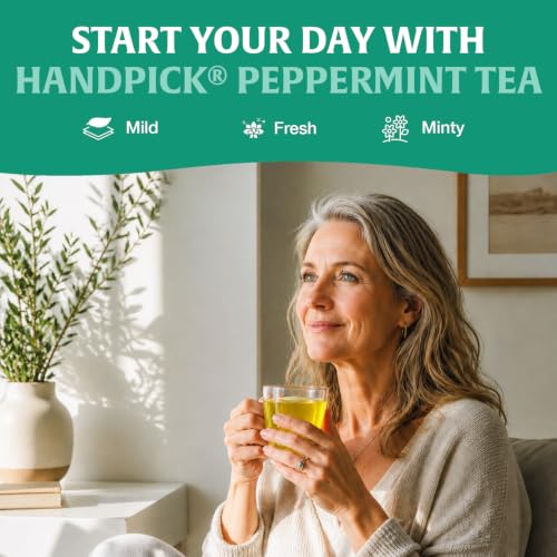 Image of HANDPICK Peppermint Tea (40 Tea Bags) Fresh Natural Mint Leaves, Non GMO