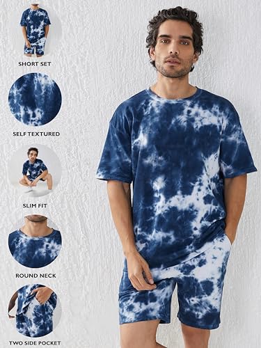 Image of Men's Co Ord Set || Pure Cotton Lycra Printed Night Dress for Men || Sleepwear Pajama Set for Men || Casual Home Wear Set || Shorts Pajamas Set || Night Suit for Adults