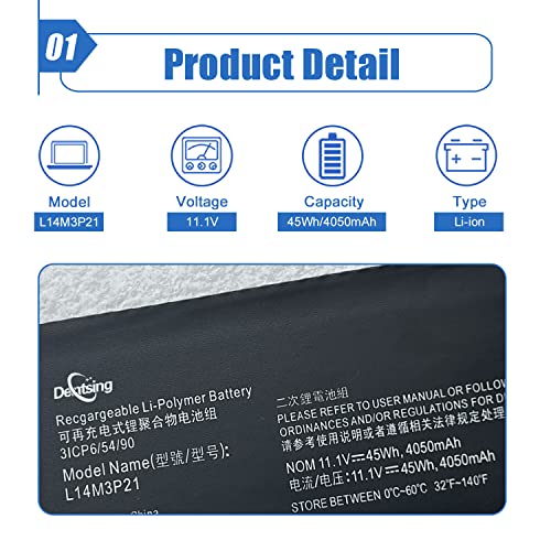 Dentsing L14M3P21 L14L3P21 Battery For Lenovo Flex 3-1470 3-1480 3-1570 3-1580 4-1470 Ideapad Yoga 500 510 14" 15" Ideapad 300S 500S 510S 14" 310S 14" 15" Series Notebook L14M2P21 L14L2P21 Battery #TOP1