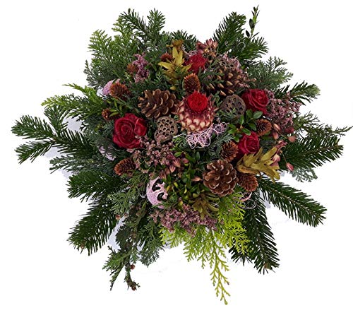 Grabgesteck von Flora trans - echte Tanne (Rot,Bordoax,lila) Lieferung 1-2 Werktage