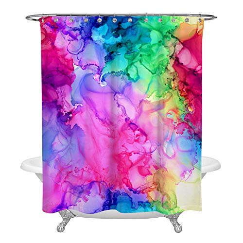 Tie Dye Shower Curtain, Watercolor Shower Curtain Fabric Bathroom Decor Polyester 72 x 72 with 12 Hooks Colorful Shower Curtains Bold Shower Curtain (Watercolor)