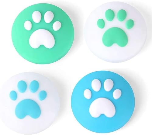 Tapas de palanca de mando con agarre para el pulgar para consola Nintendo SwitchOLEDLite, funda de silicona Kawaii con forma de pata de gato, fundas