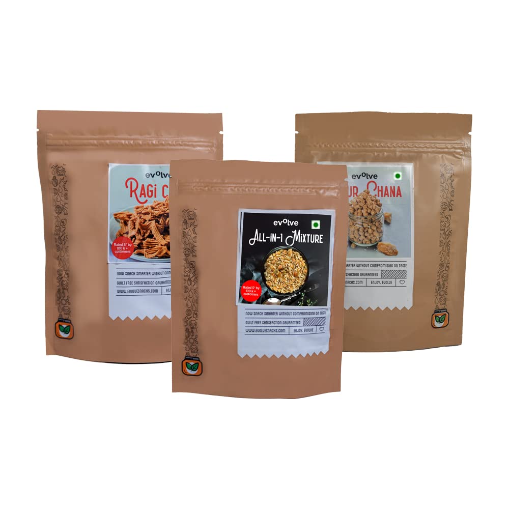 Evolve Healthy Snacks Pack of 3 | All in One Mixture| Ragi Chips | Gur Chana | All Natural Millets, Grains and Beans Chips | Vacuum Cooked | Gluten Free | Vegan Friendly | No Added Preservatives | (B08HLBFJLV) Amazon Price History, Amazon Price Tracker