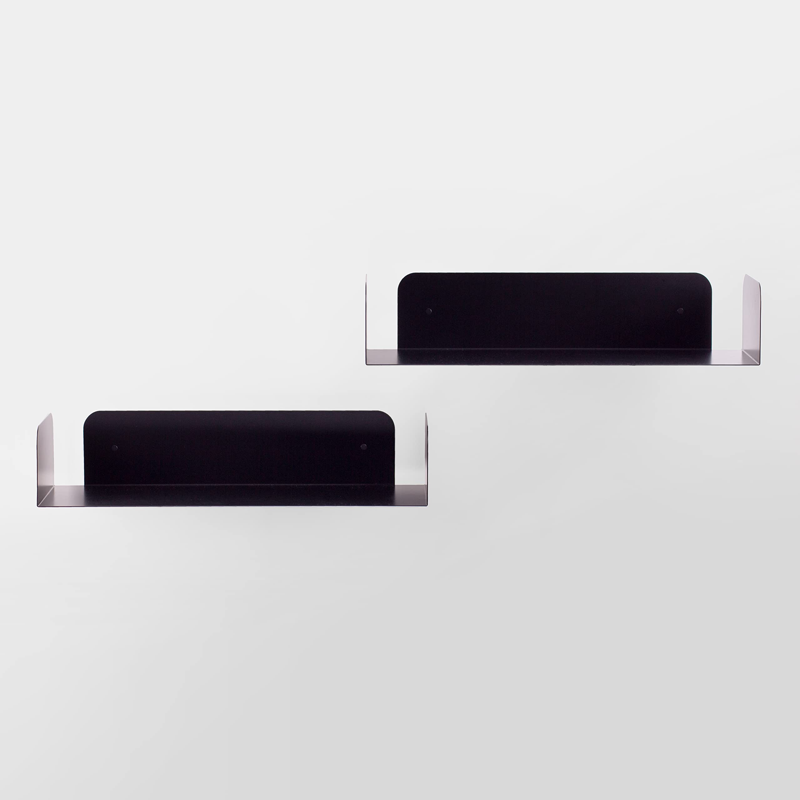 D-Segno Mensole da muro moderne Smarty. Mensola da muro design Office. Giocose, giovani e funzionali. Semplice e veloce da montare | P20 L60 X H12 cm |100% Made in Italy (Nero, 2 Pezzi)