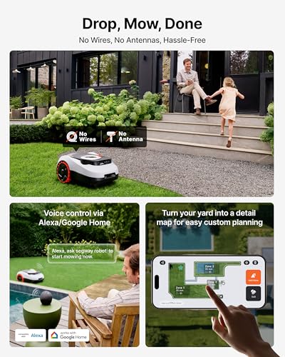 Segway Navimow i208 LiDAR Robotic Lawn Mower for 800 m², Off-Road Wheels for 45% Slopes, Solid-state LiDAR & Vision Dual System, Auto Mapping, No Wires, No Antenna, 59db(A) Quiet Mowing, Built-In 4G - Image 2