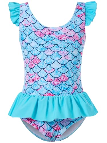 Vieille Toddler Little Girls One Piece Swimsuits Ruffles Bathing Suits Mermaid Dinosaur Swimwear 2-7T