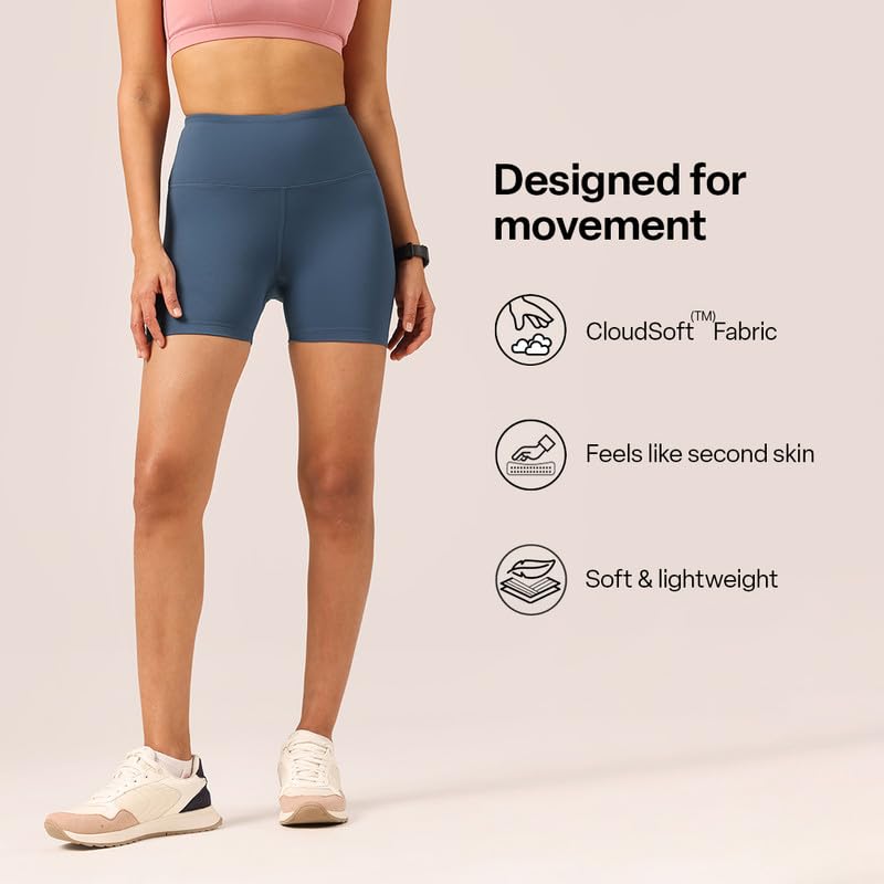 Image of BlissClub Ultimate Shorties Lite | Gym Shorts for Women Workout, Sports Shorts, Swim Shorts and Shapewear for Tummy | High Waist and Back Pocket