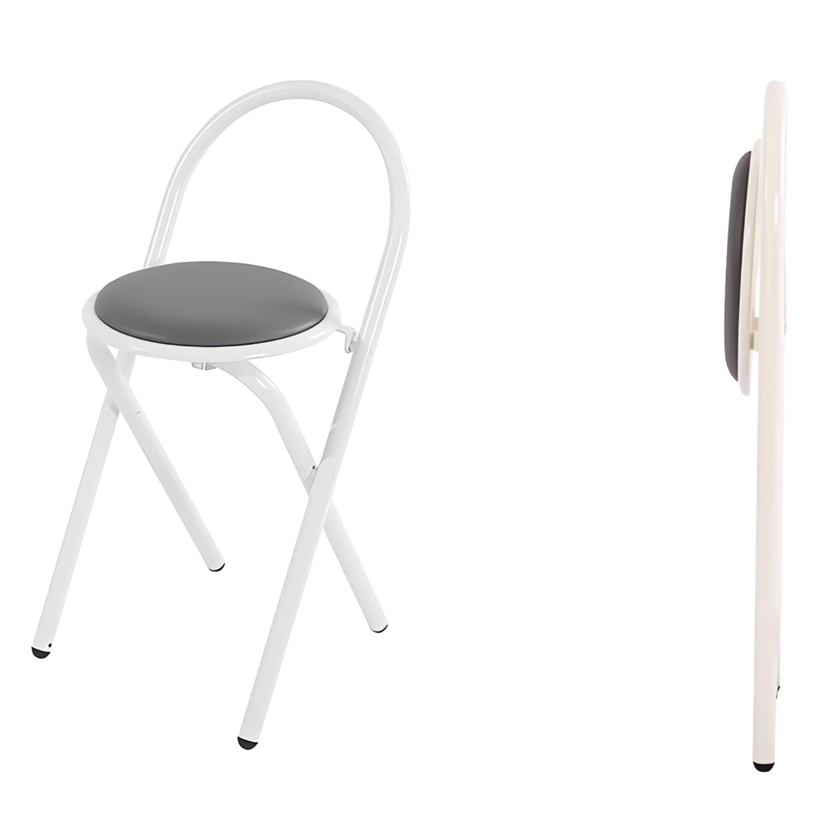 Ool pieghevole portatile con schienale rotondo in pelle ol per cucina sala da pranzo e uso domestico Design salvaspazio facile da re e trasportare
