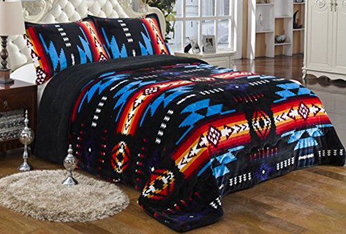 Nu Trendz Signature Southwest Design (Navajo Print) Queen Size 3Pcs Set 15081 Black #TOP1