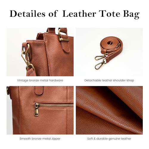 Cartera de mano mediana de cuero genuino para mujer miniatura 6