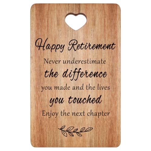 Retirement Gift for Women Men Acacia Wood Retired Cutting Board Happy Retirement Going Away Gift for Coworker Teacher Boss Nurse Friend Mom Lady Retired Gift Wooden Engraved Board Funny Farewell Gift