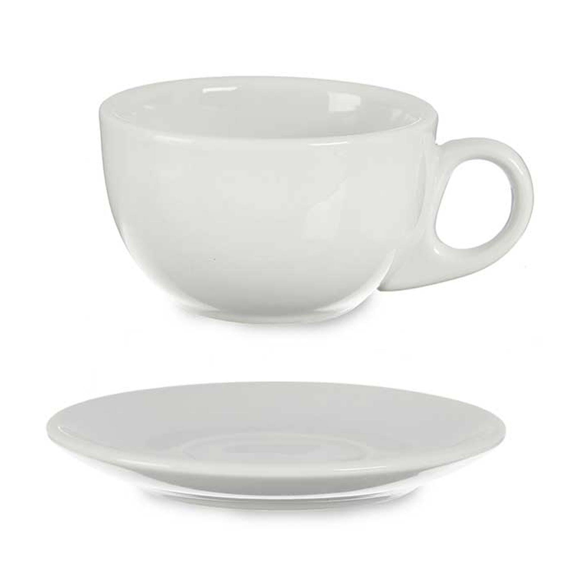 San Ignacio Set 6 tazas cafe porcelana blanca con platillos colección VESSIA