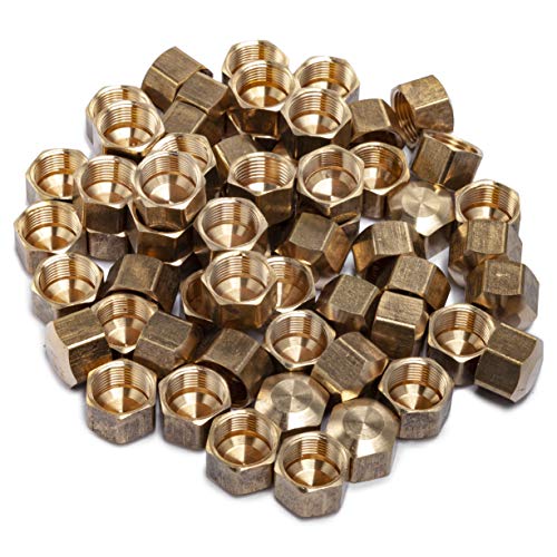LTWFITTING 3/8-Inch Brass Compression Cap Stop Valve Cap,Brass Compression Fitting(Pack of 60)
