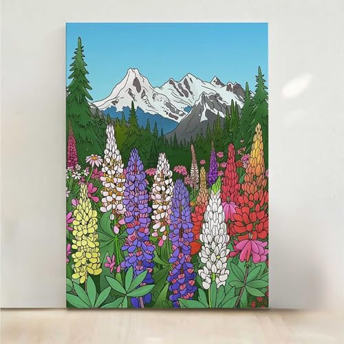 Diamond Painting Flor, MontañA Pintura Diamante Kit Manualidades Adultos, 5D Diamond Painting Adultos Dibujos DIY Diamantes para la Decor de la Pared del Hogar, Regalo para Mujer 30x40CM PjY1874 H-Q