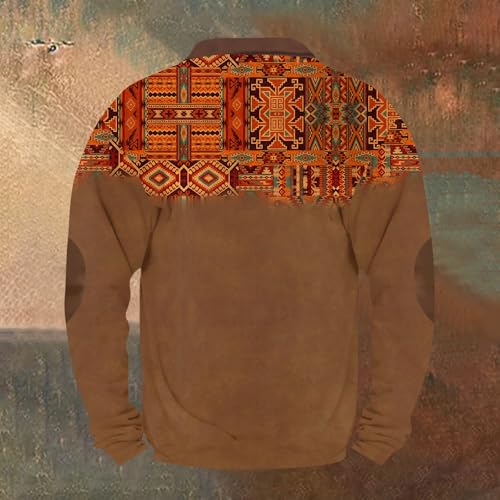 Men's Aztec Pullover 1/4 Zip Vintage Graphic Western Sweatshirts Casual Long Sleeve Country Shirts Tops, S-4XL2