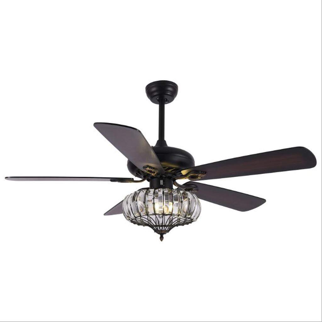 Heng Two Ceiling Fan with Light 52" European Vintage Ceiling Fans Industrial Wood Ceiling Fan Light Decorative Ceiling Fan Living Room Bedroom Led Chandelier/52In/52In