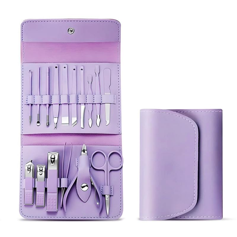 16-Piece Manicure Set - Professional Grooming Kit for Nails, Cuticles & Personal Care | Stainless Steel Tools