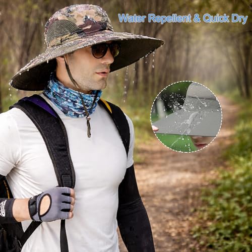 Image of Wide Brim Sun Hat for Men Women UV Protection Ventilated Summer Hats for Fishing Hiking Garden Beach