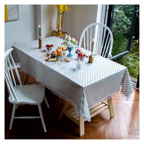 Nappe rectangulaire imperméable grise 140x200 cm chic pour table - 3