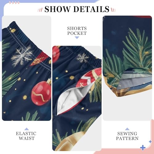 Christmas Balls on Tree Boys Long Pants Soft Trousers Elastic Waist Kids Lounge Bottoms with Pockets S-XL4