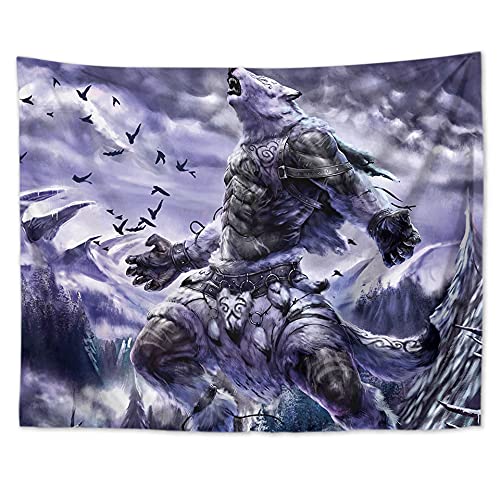 Hacaso Trippy Wolf Wall Tapestry - Glacier Howling Snow Wolf Warrior Tapestry Wall Hanging Wild Animal Psychedelic Tapestries For Bedroom Living Room Dorm Decor (59.1 * 78.7 Inches, 150 * 200 Cm) #TOP5
