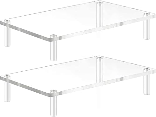 YestBuy Soporte de acrílico para monitor, soporte de computadora transparente para laptop, iMac, PC, impresora, escritorio ergonómico, elevador de