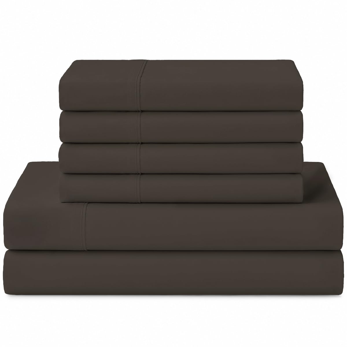 Linen Home 100% Cotton Percale Sheets California King Size, Smoky Charcoal, Deep Pocket, 6 Pieces Set- 1 Flat, 1 Fitted and 4 Pillowcases, Crisp Cool and Long Staple Strong Bed Linen