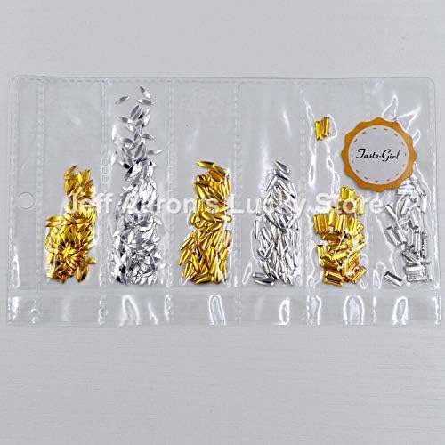 Mixed 6 Shapes Gold Silver Rectangle Marquise Drop Shape Metal Nail Art Decorations Studs Nails accessoires Supplies Tool