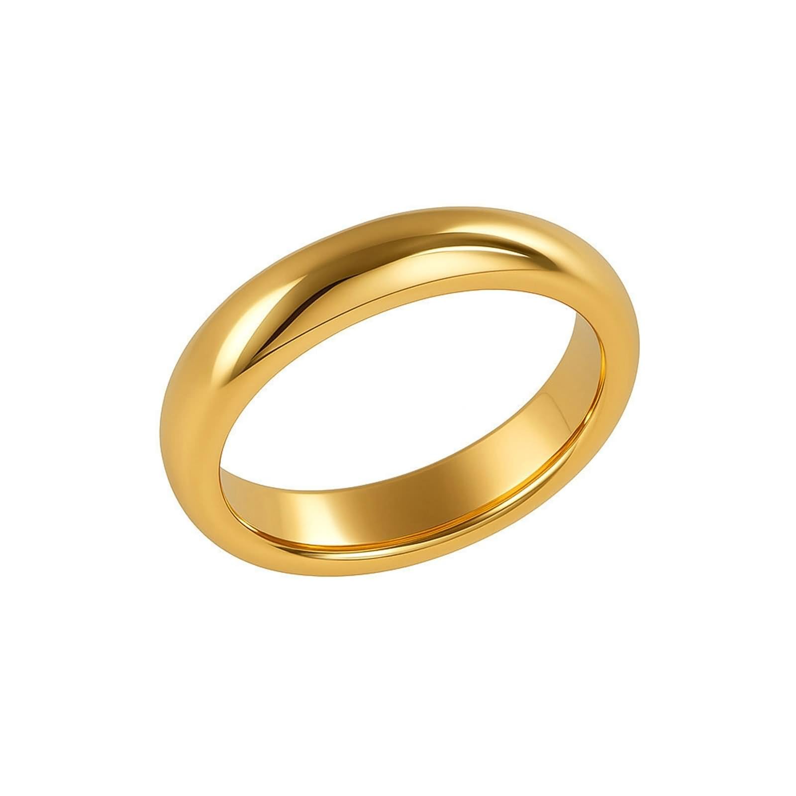 Anello da donna alla moda, anello da fidanzamento lucido, in oro giallo 18 carati, misura 16 (17,8)