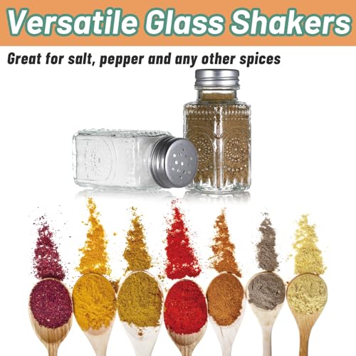 image for Wongblee 2 Pack Glass Salt and Pepper Shakers Set, Vintage Spice Shake