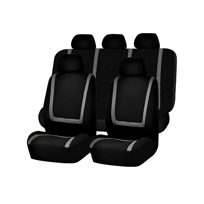 Capa para Banco Automotivo Completa Dianteira e Traseira com Encosto Bipartido SWPHRT Preta e Cinza Kit com 9 peças