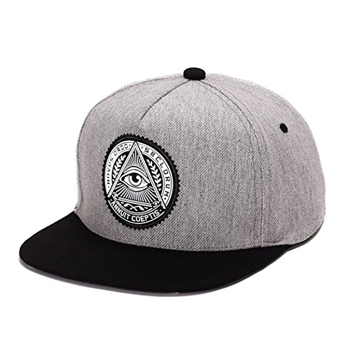 King Star Men Solid Flat Bill Hip Hop Snapback Baseball Cap Eye-Gray