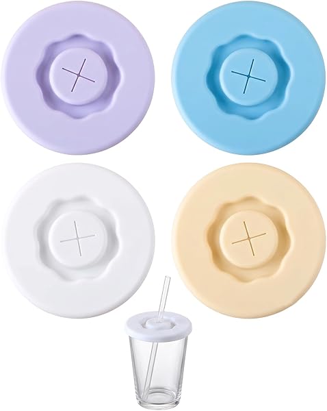 BTACGWP coperchi silicone con foro cannuccia, 4 pezzi