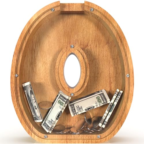 Sulevalt 12" Extra Large Wooden Letter Piggy Banks - Piggy Banks for Boys Girls Kids, Alphabet Money Banks with Initial O - Coin Banknote Bank Birthday/Christmas for Kids