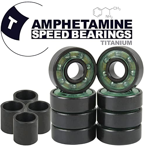 Amphetamine Skateboard Speed Bearings - Set Of 8 - Titanium #TOP3