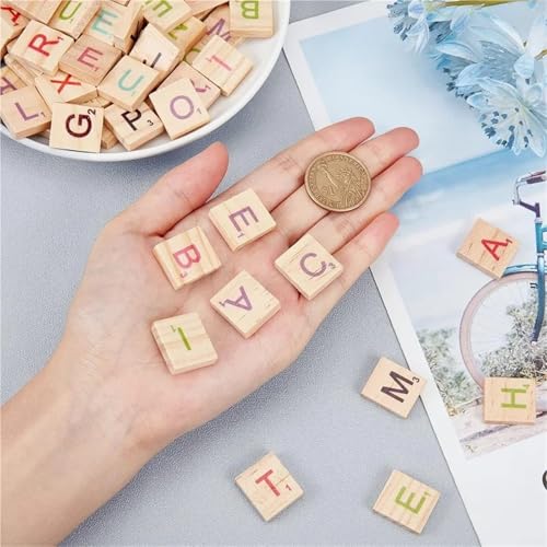 6sets Colorful Wood Letter Tiles A-Z Capital Letters Pieces miniatura 3