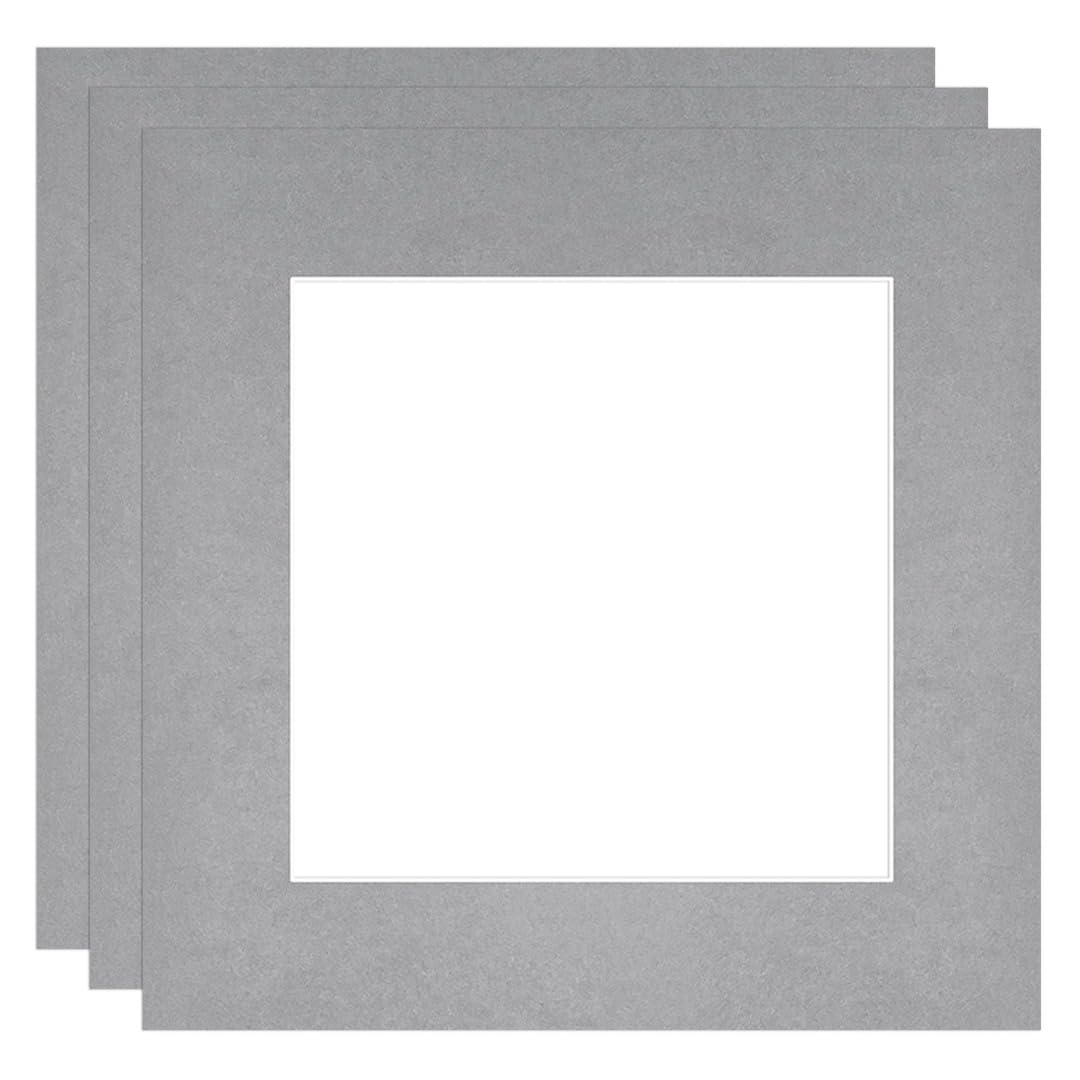 Procut Global 6x6" Silver Picture Mounts to Fit 4x4" Aperture - Precision Cut Cardboard Photo Mount - Ideal for Frames, Prints, Artwork & Certificates - Sizes & Colours Available - 3 Pack — image 1