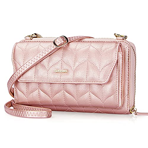 Image of nuoku RFID Blocking Wristlet Wallet for Women, Zip-Around Crossbody Clutch with 2 Removable Straps
