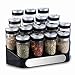 Lot x 16 pot a epices avec couvercle et plateau de rangement. 3 options de taille de trous pour dispersion. Design exclusif et élégant argenté avec noir