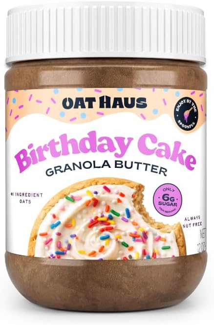 KWEEN Oat Haus Birthday Cake Granola Butter | Peanut-free, Almond (Tree-Nut) Free, & School-Safe (Top 8 Allergen Free) | Edible Cookie Dough Alternative