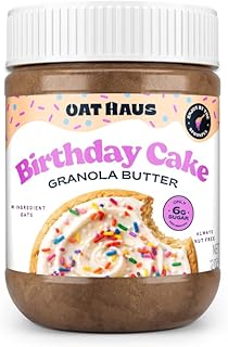KWEEN Oat Haus Birthday Cake Granola Butter | Peanut-free, Almond (Tree-Nut) Free, & School-Safe (Top 8 Allergen Free) | Edible Cookie Dough Alternative