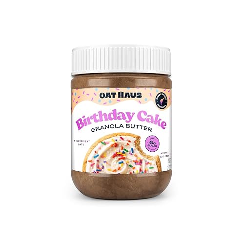 KWEEN Oat Haus Mantequilla de Granola Sabor Pastel de Cumpleaños | Sin Maní, Sin Almendras (Nueces de Árbol), y Segura para la Escuela (Libre de los