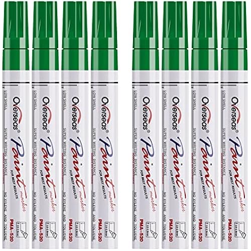 Overseas 8 Green Paint Pens Permanent Markers, Oil Based Paint Markers