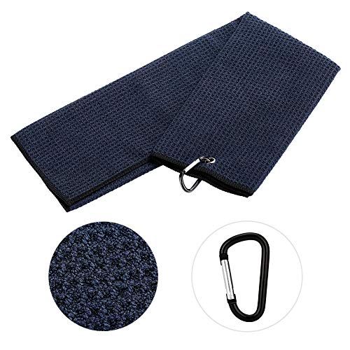 Longchao Golf Towel With Carabiner And Golf Club Brush Groove Cleaner Set, Microfiber Waffle-Weave Towel And Brush Tool Kit With Club Groove Cleaner (Black) #TOP3